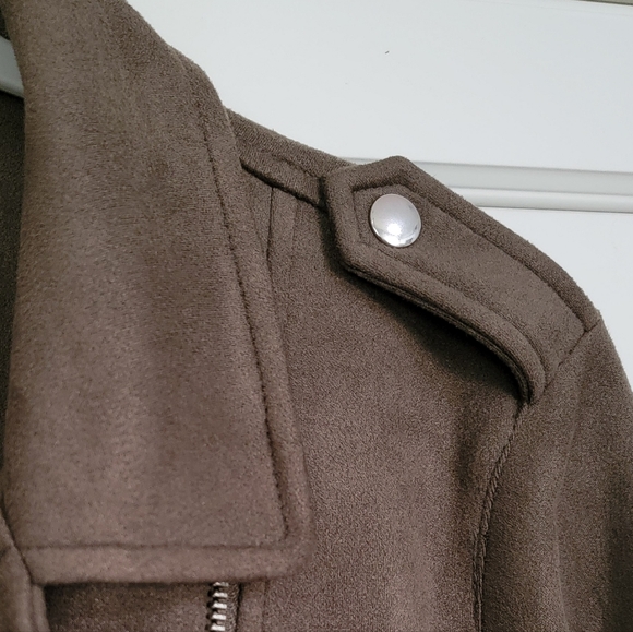 Lauren Conrad Green Suede Moto Jacket Women's Size Medium - Picture 9 of 10